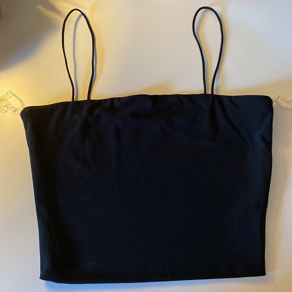 Black and white silks cropped tube top with straps - Picture 4 of 6